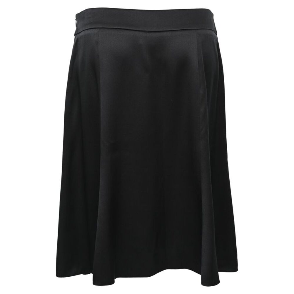 Armani A-Line Midi Skirt in Black Silk